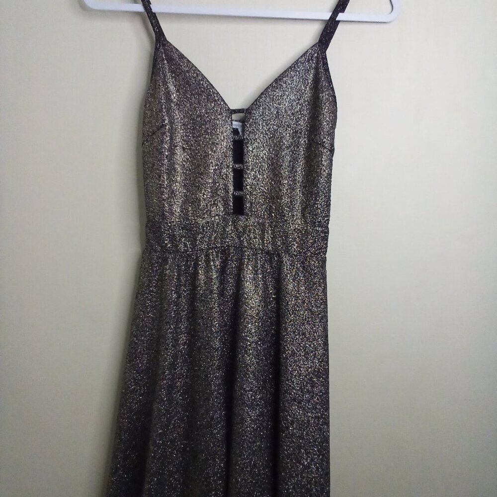Charlotte Russe Dress Women XS Cocktail Party Sparkle Silver Black